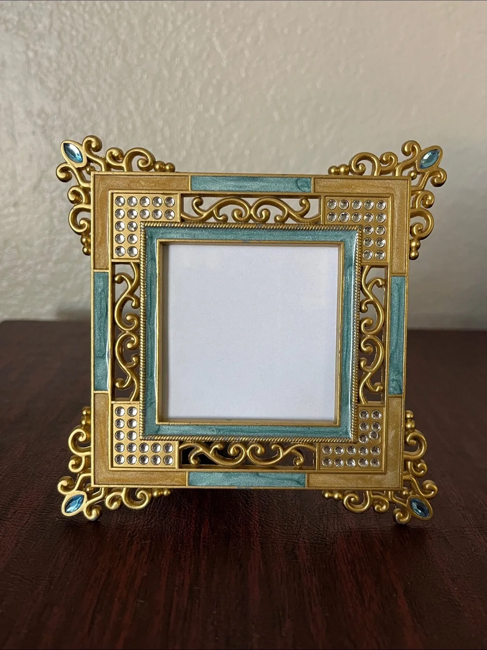 Ornate Gold and Teal Decorative Photo Frame